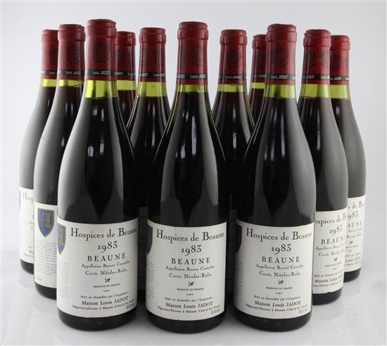 Twelve bottles of Louis Jadot Hospice de Beaune Beaune Cuvee de Nicolas Rolin, 1983,